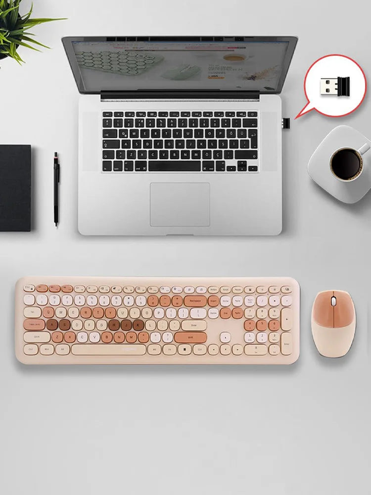 110-key color wireless keyboard and mouse set, with noise-reducing silent keys, suitable for laptops and desktop computers