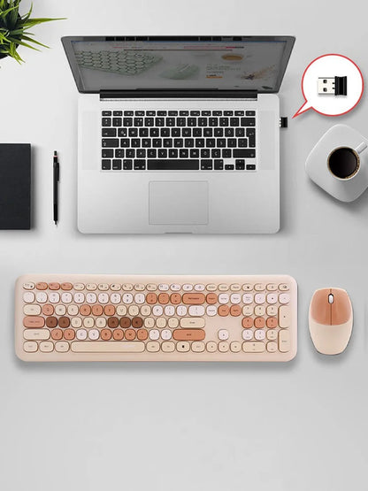 110-key color wireless keyboard and mouse set, with noise-reducing silent keys, suitable for laptops and desktop computers