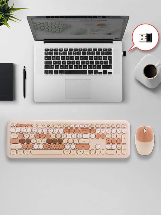 110-key color wireless keyboard and mouse set, with noise-reducing silent keys, suitable for laptops and desktop computers