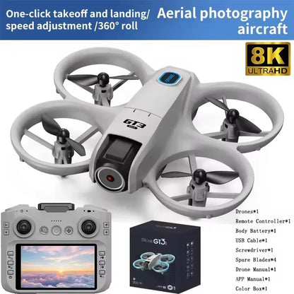 WiFi Foldable Micro Aircraft Fixed Height Freestyle Quadcopter RC Helicopter Kids Toy 8K HD Camera 2026 New Hot GT3 Mini Drone