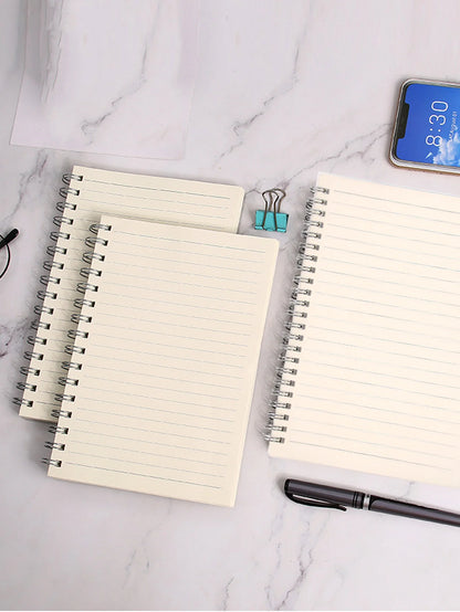 1 Pcs Thick Student Notebook, Minimalist Ledger, Horizontal A5/B5/A4 Notebook, A Total of 80 Sheets (Including Ledger Stickers)