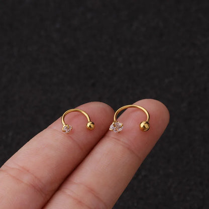 2Pcs Stainless Steel Crystal CZ Tragus Piercing Helix Studs Earrings For Women Girls Hoop Nose Ring Body Piercing Jewelry