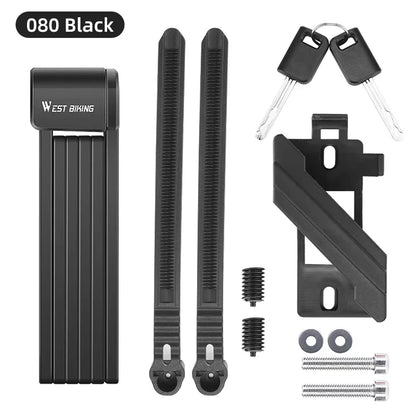 WEST BIKING Foldable Bike Lock Portable Anti-Theft Security Folding Padlock for MTB Road Bike E-bike Scooter Bicycle Accessories