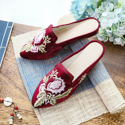 Harajuku Embroidered Slippers | Vintage Ethnic-Style Sandals | Women's Casual Streetwear Footwear