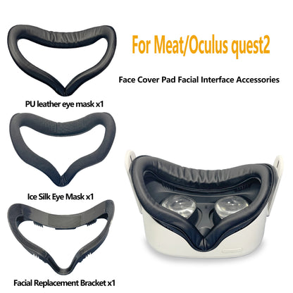 For Oculus Quest 2 Face Cover PU Cushion Facial Interface Accessory Kit with Eye Pads For Enhanced Comfort During VR Use