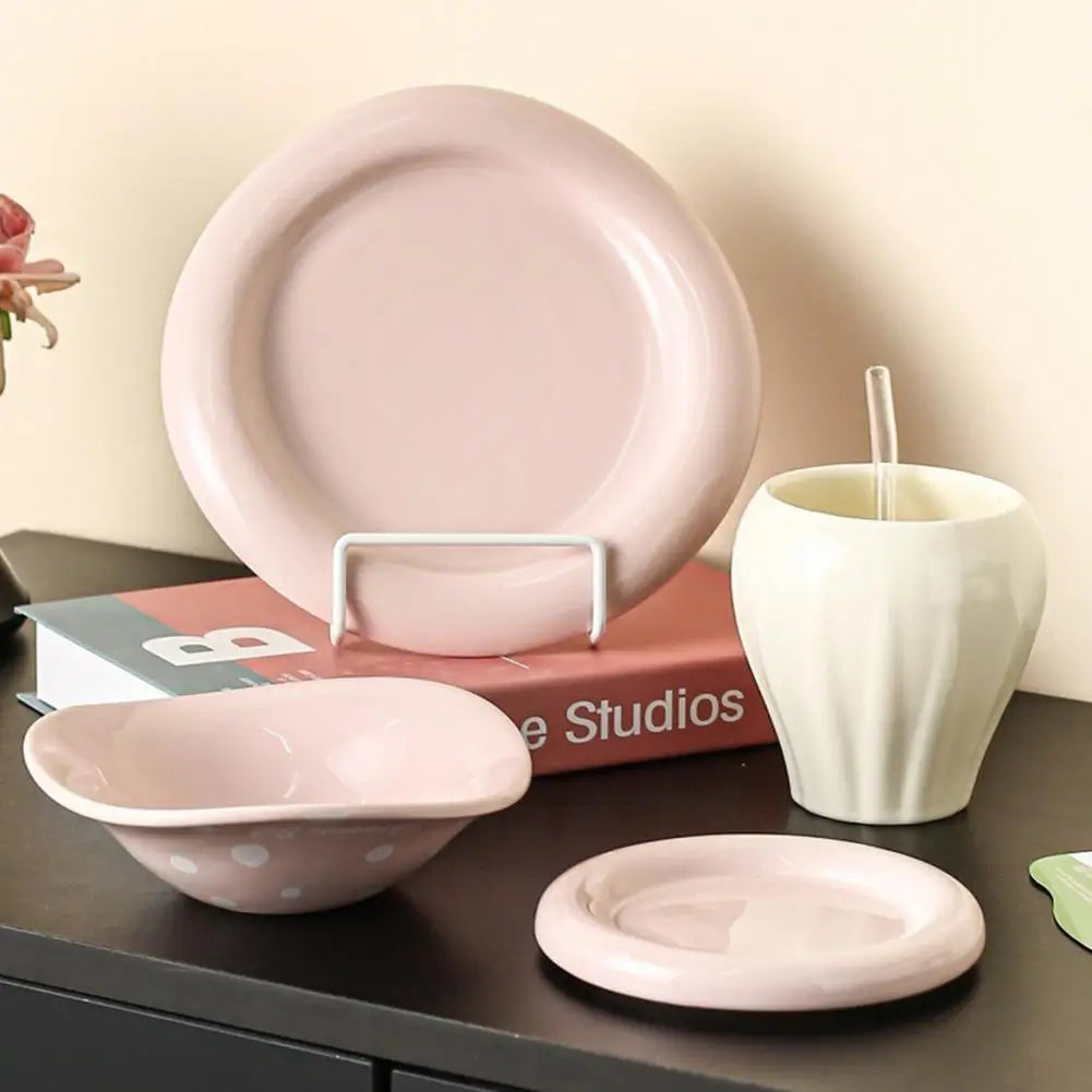 Mushroom Set Bowls and Plates for Home Kitchen Large Capacity Ceramic Bowl Western Plate Tea Desserts Tray Mushroom Tableware