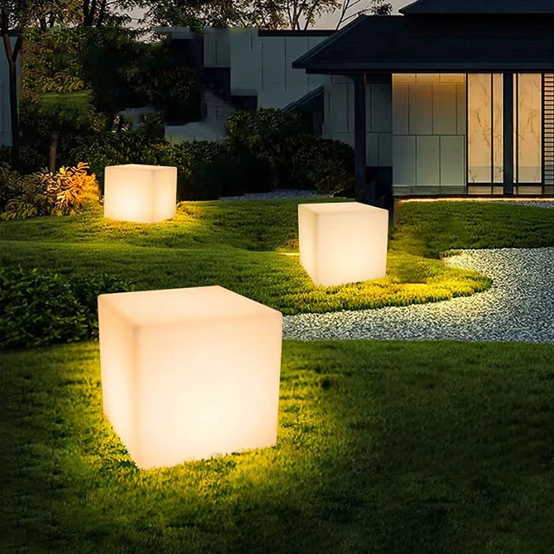 Luminous Cube Lamp Lawn Solar LED Outdoor Lighting Non Solar Lamp Outdoor Garden Decoration Outdoor Courtyard Light