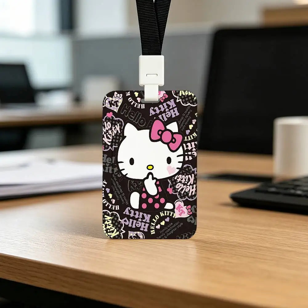 Cute Cat H-Hello K-Kitty NFC Contactless Sliding Card Sleeve For Student Cards, Bus Cards, ID Cards, And Work Permits