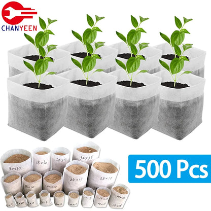100-500Pcs Biodegradable Nursery Bag Plant Grow Bags Non-woven Fabric Seeds To Sow Flower Pots For Home Garden Accessories Tools