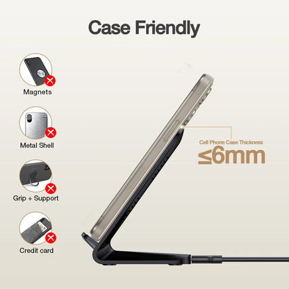 1HORA Wireless Charging Stand 15W Fast Charging Overload Protection 60° Angle Upright For Motorola and Sony Samsung iPhone
