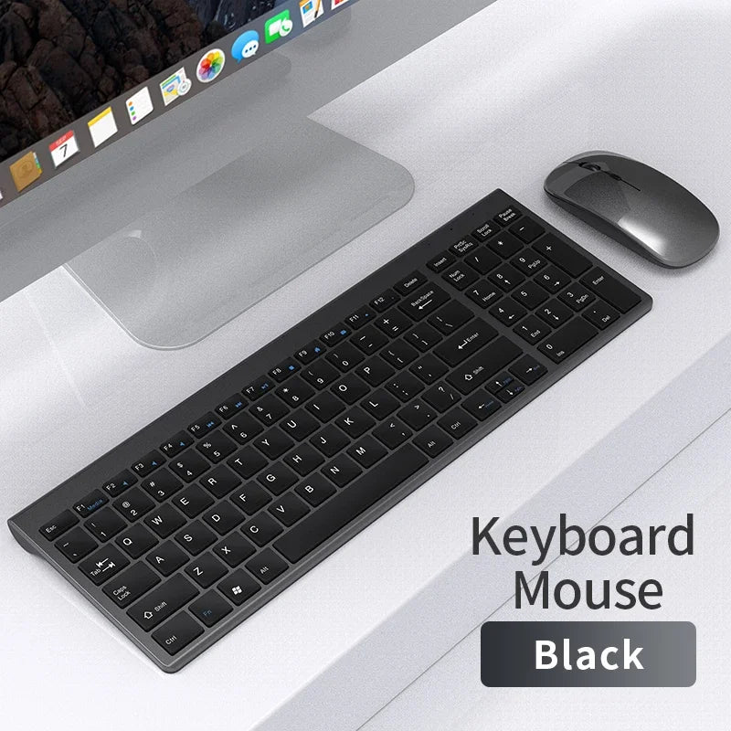 Wireless Keyboard and Mouse Combo Bluetooth 5.0 & 2.4G Rechargeable Multimedia Keyboard Mouse Set for Laptop PC TV iPad Android