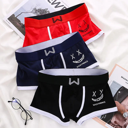 1/3/4 Pcs Mens Underwear Cotton Men Boxer Panties U-convex Man Breathable Underpants Sexy Comfort Male Boy Smiling Face Boxers