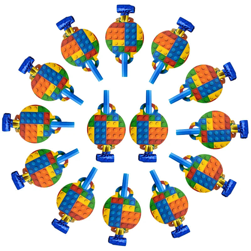 6PCS Building Block Party Blower Noisemaker Birthday Blow Horn Whistles Blowouts Noise Makers Wedding Birthday Party Favors Gift