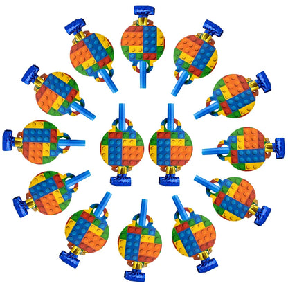6PCS Building Block Party Blower Noisemaker Birthday Blow Horn Whistles Blowouts Noise Makers Wedding Birthday Party Favors Gift