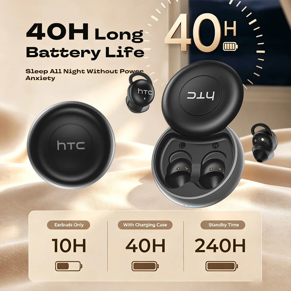HTC NE91 Sleep Earbuds Wireless Bluetooth Earphones Comfortable To Wear Headphones ANC Noise Cancelling Low Latency Clear Sound