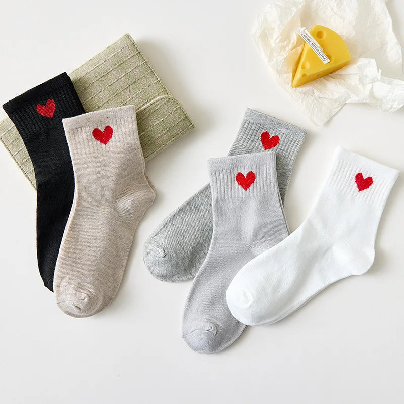 5 Pairs Women Fruit Print Socks Set Cute Casual Korean Fashion Kawaii Japanese Style Pumpkin Strawberry Banana Peach Avocado Sox