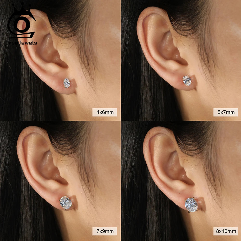 ORSA JEWELS Exquisite 925 Sterling Silver Zircon Earrings for Women Shiny 8A Premium Cubic Zirconia Earrings Party Jewelry LZE03