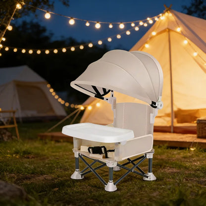 Portable Outdoor Camping Folding Dining Chair Sunshade High Chair with Tent Baby Picnic Table Chair Camping Gear
