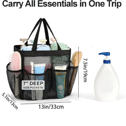 Mesh Shower Caddy Portable for College Dorm Room Essentials 8 Pockets 2 Handles Quick Dry Shower Bag for Travel BathroomHanging