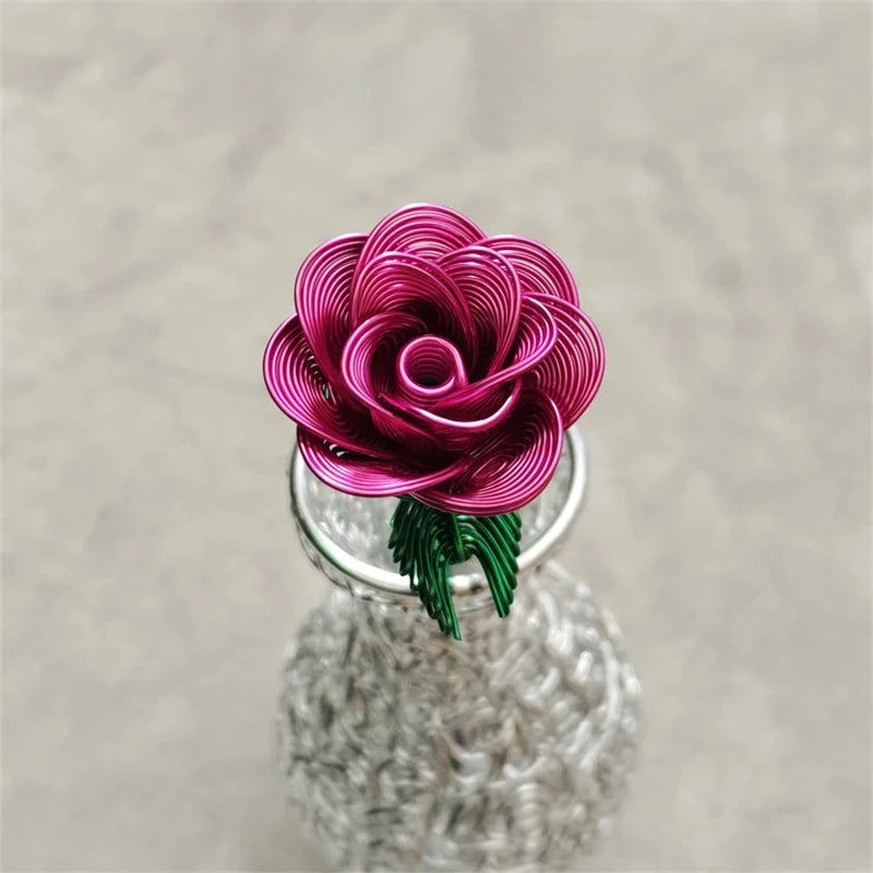 Aluminum Wire Eternal Rose Decoration (1 Piece) - Creative Eternal Love Artificial Flower DIY For Valentine's Day Wedding