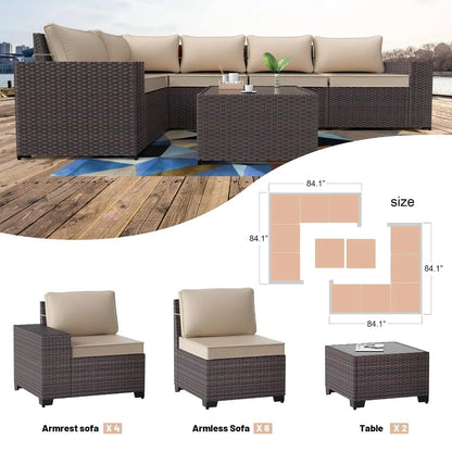 12 Piece Patio Furniture Set, Outdoor Wicker Sectional Sofa, Customized