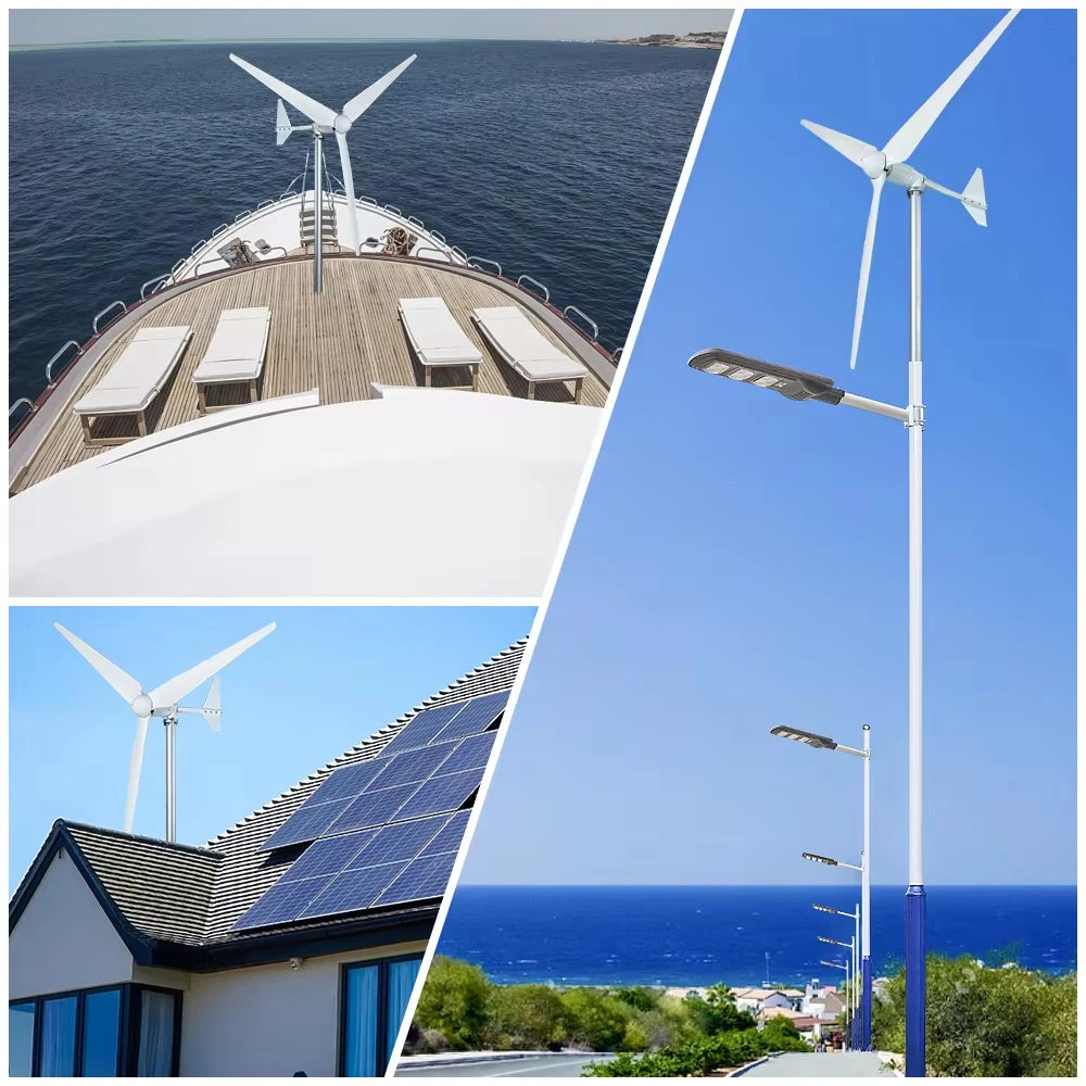 REAL POWER 2000W Home Grid Tie System 2KW Wind Turbine Generator With On Grid Inverter 1000W Horizontal Windmill MPPT Regulator