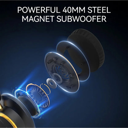Bluetooth Headphones Wireless Headset Foldable Over Ear HiFi Stereo Heavy Bass Gaming Earphones With Microphone Extended Battery Life Portable Design Comfortable Fit Adjustable Headband Suitable For Travel Sports Work Laptop