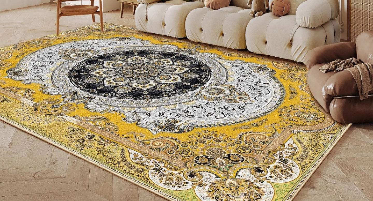 Ethnic Style Bedroom Decor Retro Carpet Light Luxury Carpets for Living Room Washable Lounge Soft Floor Mat Anti-slip Study Rug