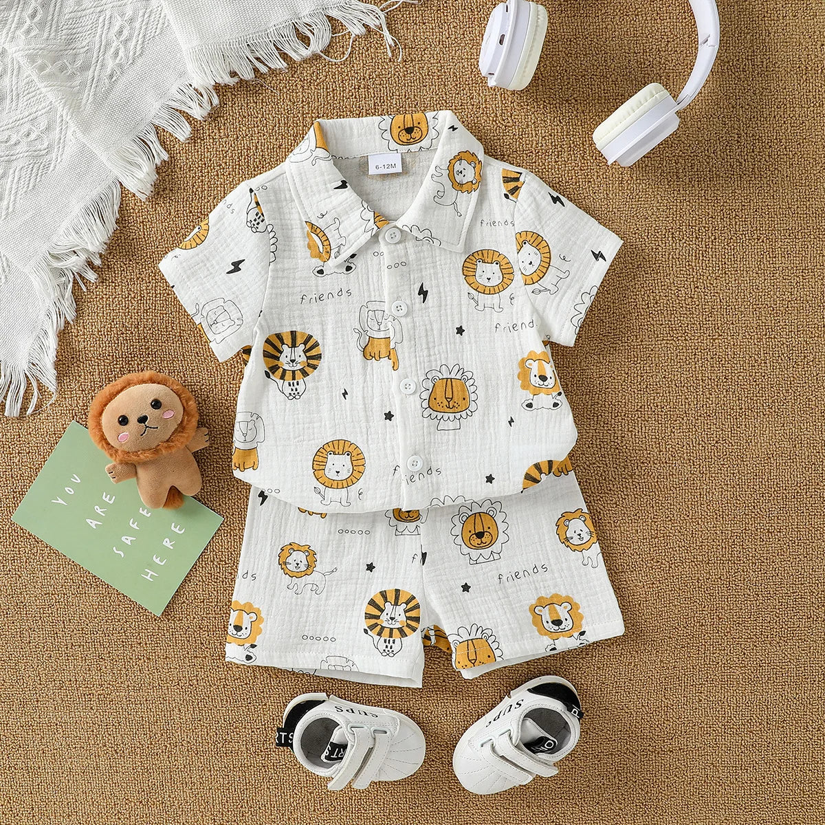 2025 New Summer Dinosaur Cartoon Printed Short-sleeved T-shirt and Shorts, Fashionable and Versatile Two-piece Set for Baby Boys