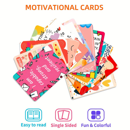 50 Motivational and Positive Affirmation Cards with Colorful Designs and Inspirational Quotes