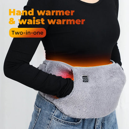 USB Electric Heating Belt 2-in-1 Abdominal Hand Warmer Winter Waist Heater Hot Compress Lumbar Uterus Relieve Menstrual Cramps