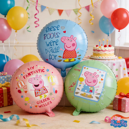 3pcs Peppa Pig Theme round Aluminum Foil Balloons Set for Pig Birthday Party Holiday Decorations