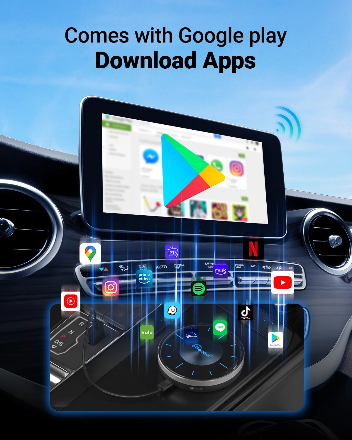 OTTOCAST P3 OttoAibox CarPlay AI Box Wireless Android Auto Smart TV Box Car Accessories for Benz Audi Kia Hyundai VW Toyota