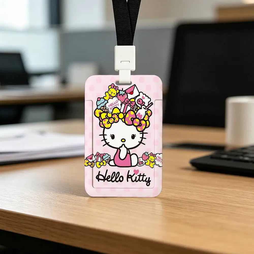 Cute Cat H-Hello K-Kitty NFC Contactless Sliding Card Sleeve For Student Cards, Bus Cards, ID Cards, And Work Permits