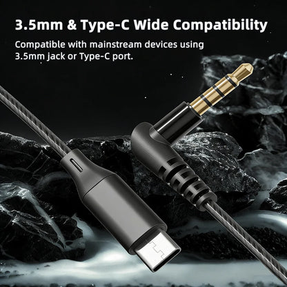 USB C Headphones For Samsung Galaxy S26 S25 Ultra iPhone 17 16 Earphones Wired HiFi Bass Stereo Music Earbuds Gaming  with MIC
