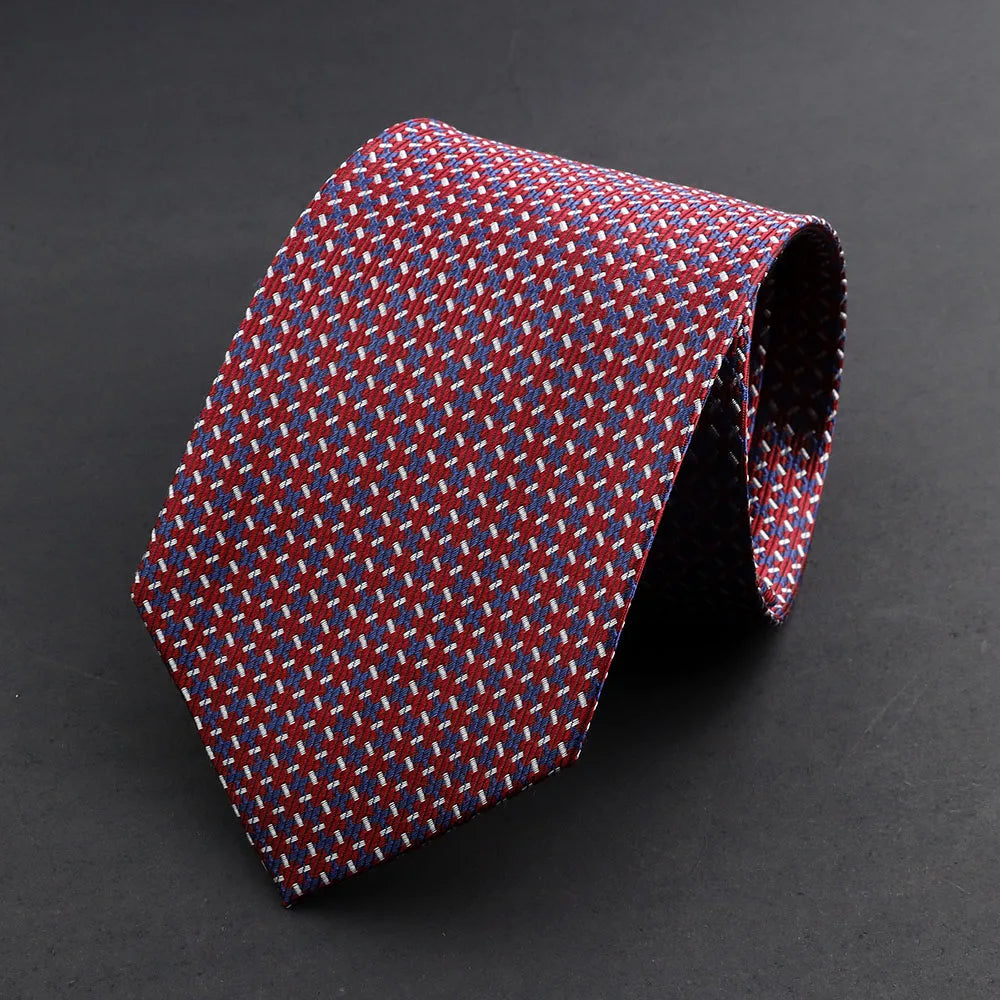 100% Silk Tie 8cm Stripe Slim Necktie Navy Blue Burgundy High Quality For Men Business Meeting Suit Dress Gravatas