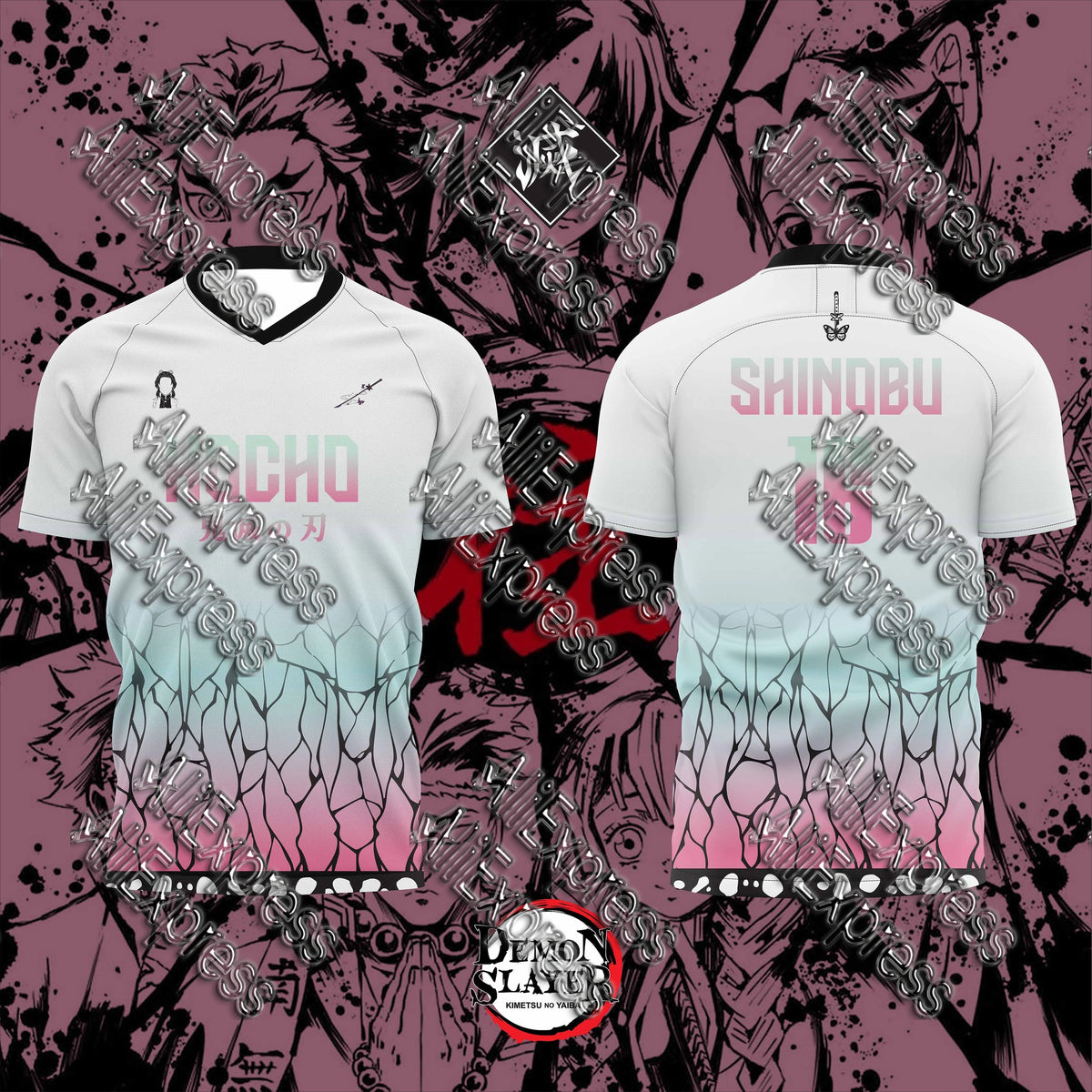 Summer Vintage Anime Devil Slayer Short Sleeve Tops Fashion Unisex Manga Breathable V-Neck T-Shirt Japanese Classic Anime Tee