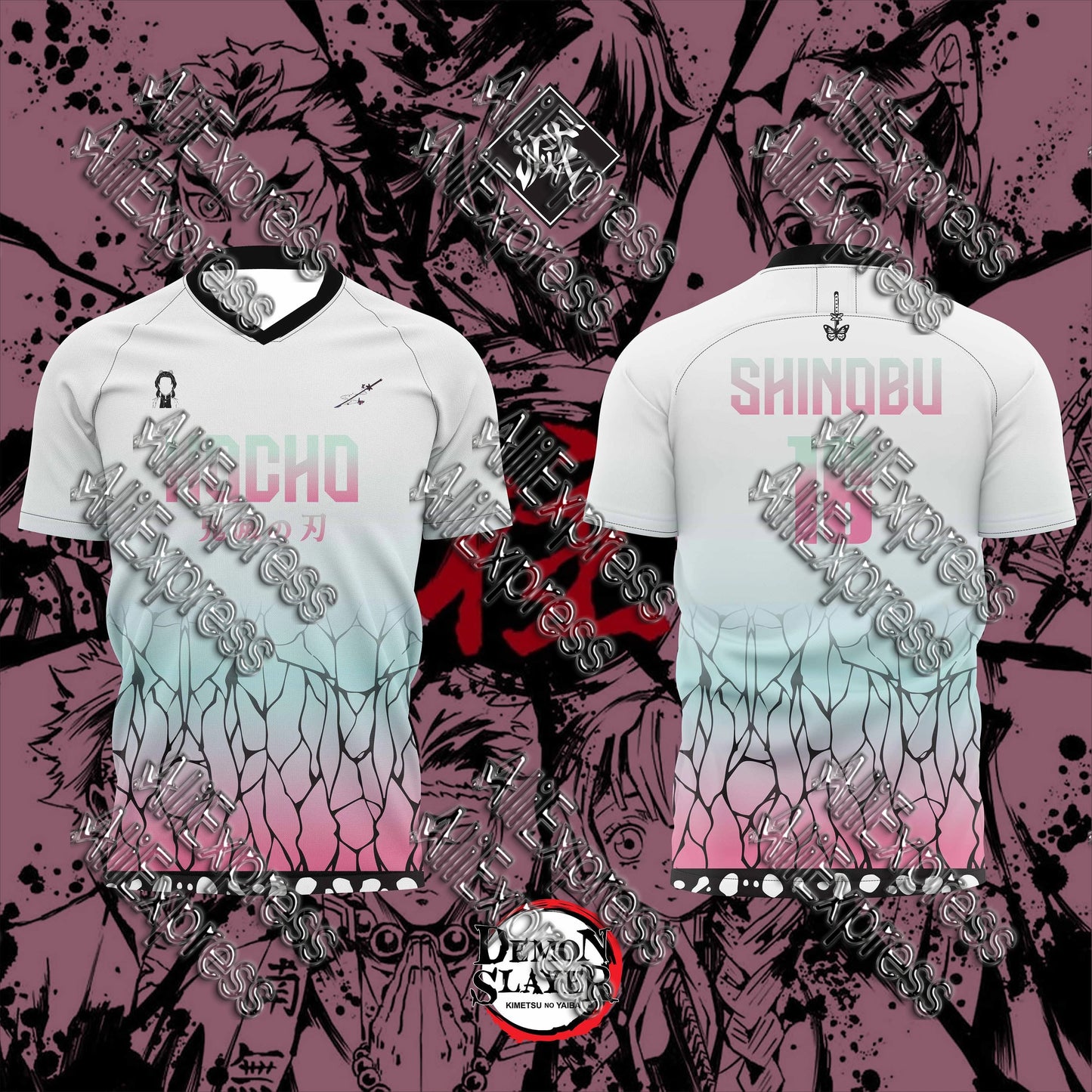 Summer Vintage Anime Devil Slayer Short Sleeve Tops Fashion Unisex Manga Breathable V-Neck T-Shirt Japanese Classic Anime Tee