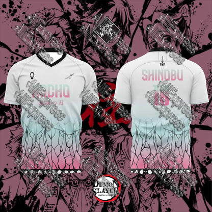 Summer Vintage Anime Devil Slayer Short Sleeve Tops Fashion Unisex Manga Breathable V-Neck T-Shirt Japanese Classic Anime Tee