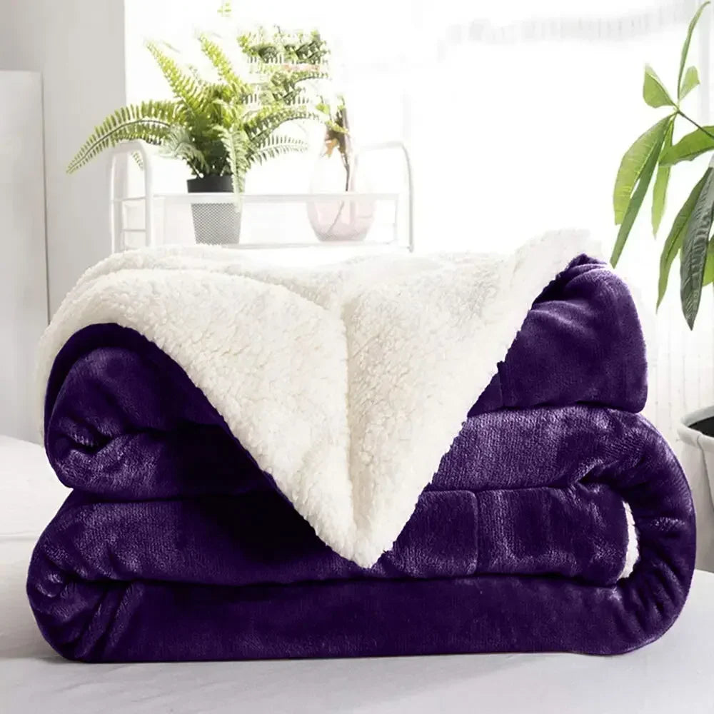 Sherpa Blanket Twin Thick Warm Blanket for Winter Bed Super Soft Fuzzy Flannel Fleece/Wool like Reversible Velvet Plush Blanket