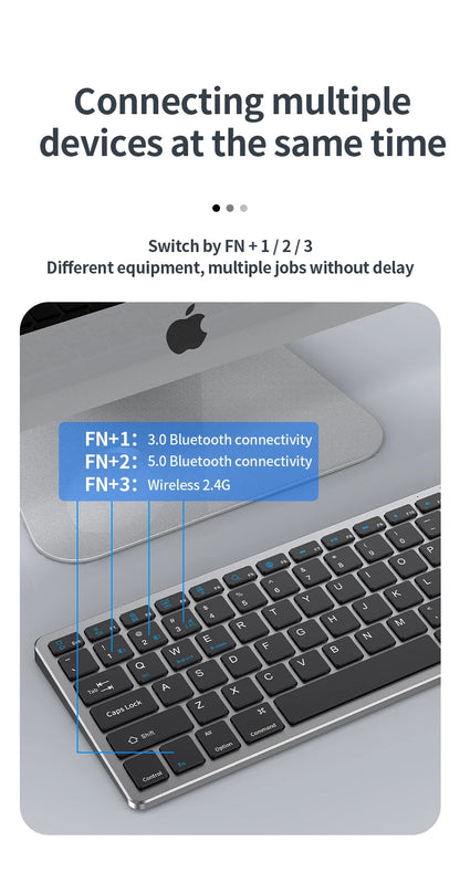 NexusClick 2.4G Wireless Keyboard Mouse Combo, Ergonomic Rechargeable Mini Multimedia Office Keyboard Set For PC Laptop Macbook