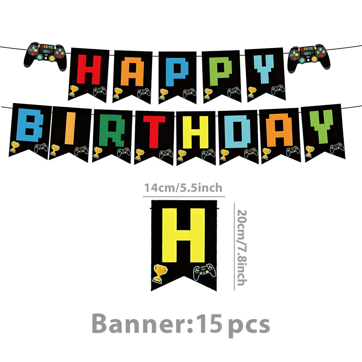 Gamepad Boy Birthday Party Decorations Paper Cup Plate Napkin Tablecloth Banner Caketopper Balloons For Baby Shower Supplies