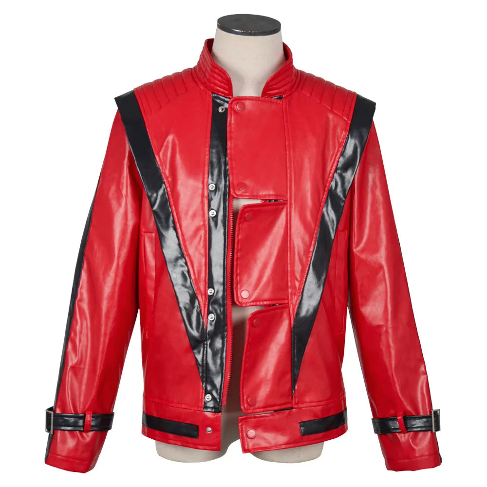 Michael Jackson Thriller Scary Cosplay Costumes movie Red Leather Jacket for Women Man Adults Dress Anime Halloween Christmas