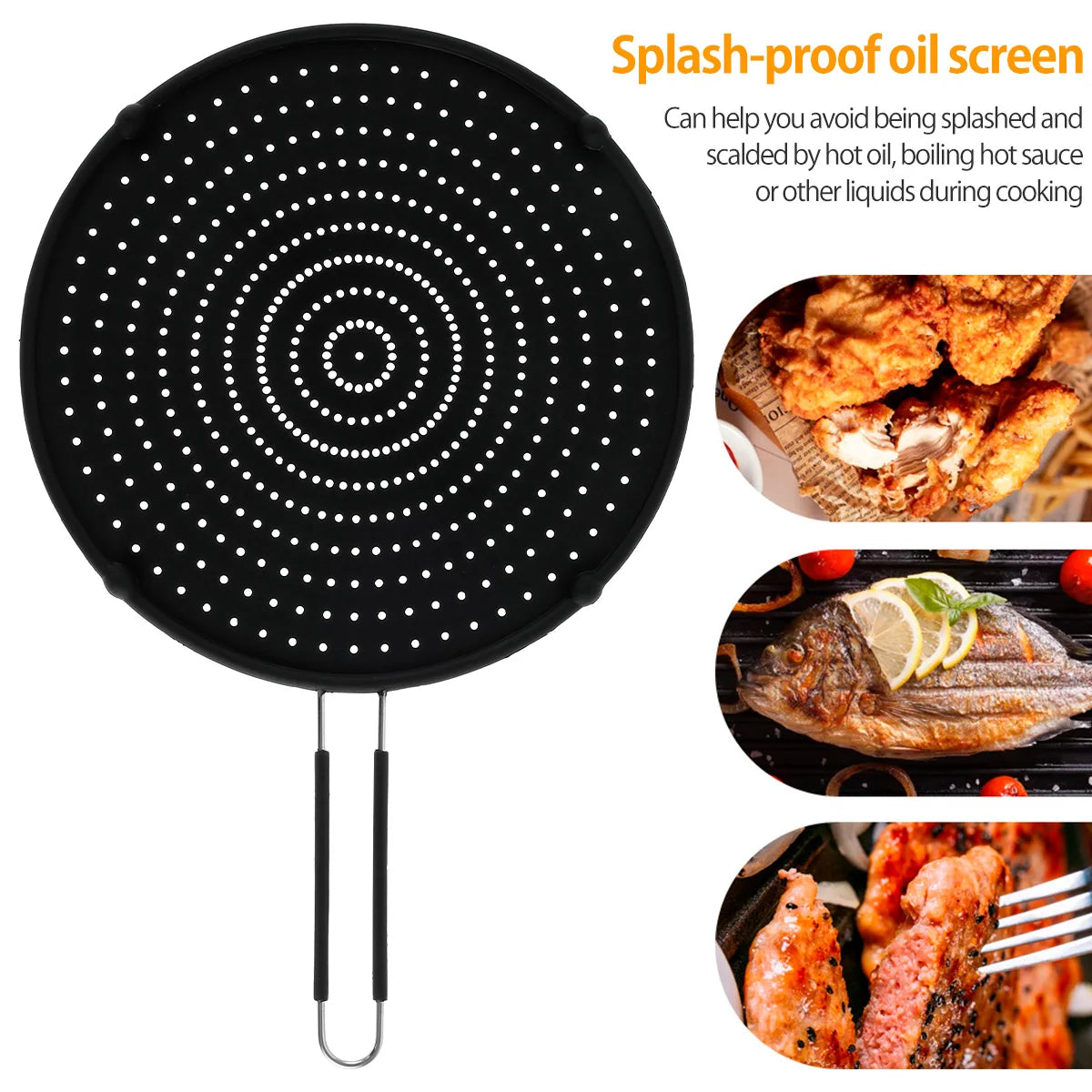 32cm Silicone Splatter Screen Frying Pan Cover Heat Insulation Splatter Screen Cooking Tool Oil Splash Guard Kitchen Accessories