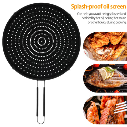 32cm Silicone Splatter Screen Frying Pan Cover Heat Insulation Splatter Screen Cooking Tool Oil Splash Guard Kitchen Accessories