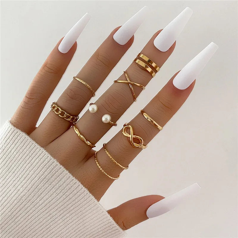 Silver Color Crystal Rings Set for Women, Cubic Zirconia Moon Arrow Flower Heart Finger Wedding Rings, Female Fashion Jewelry