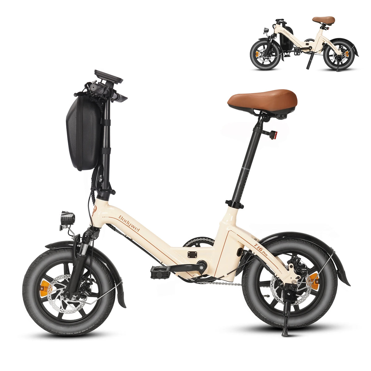 Bodywel T16Pro Folding Electric Bike | 250W Motor 14-Inch Wheels | Commuter E-Bike with Disc Brakes