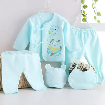 5 Pcs/set Newborn Baby 0-3 Month Clothing Set Babies T-Shirt Pants Hat Boy Girl Clothes Cotton Set