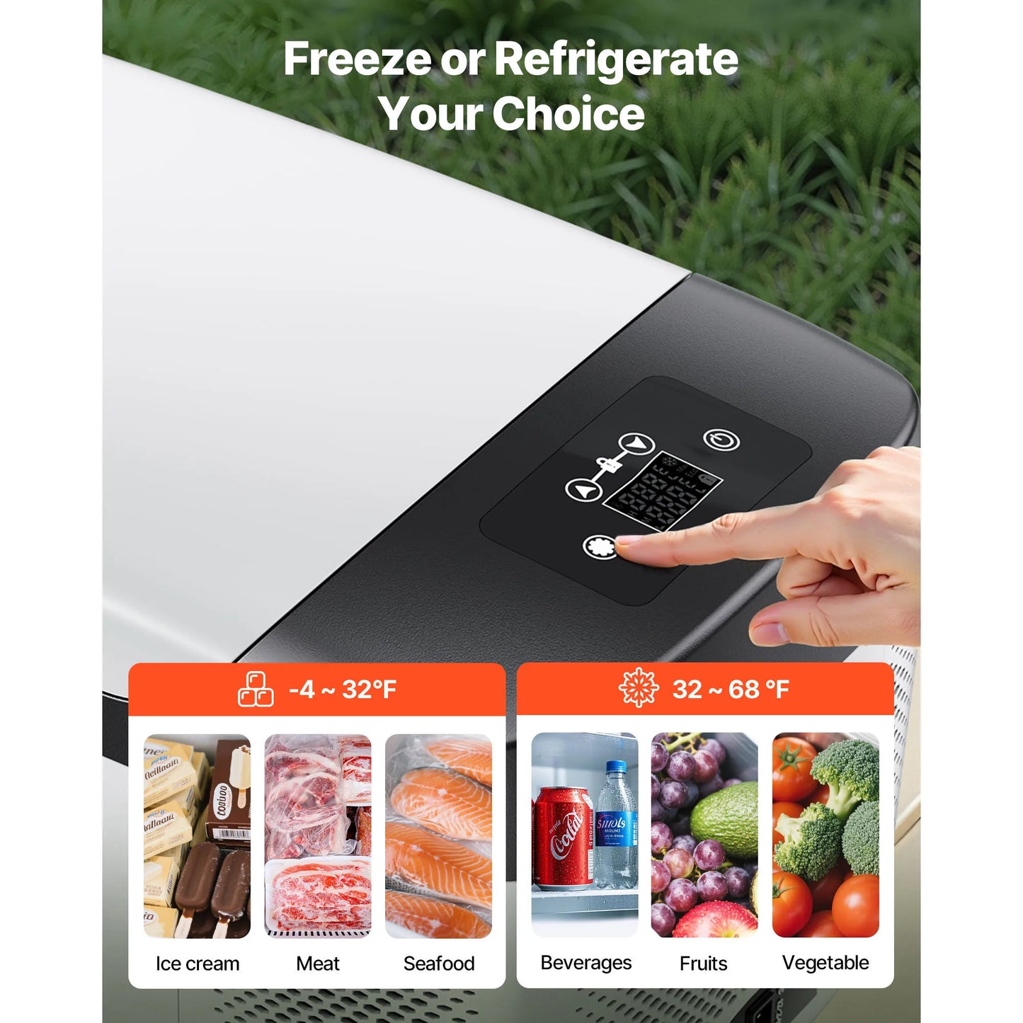 SucceBuy Car Refrigerator DC 12/24V AC100-240V Compressor Electric Cooler -4°F to 68°F Fridge with APP Control 16/21/23QT for RV