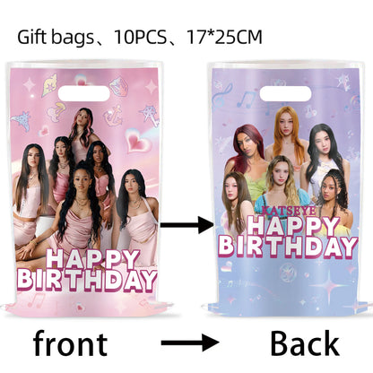 Idol K&Katseye Birthday Party Favors Bracelet Sticker Keychain Kpop Girl Balloons Party Decoration Fans Gifts Baby Shower Suppli